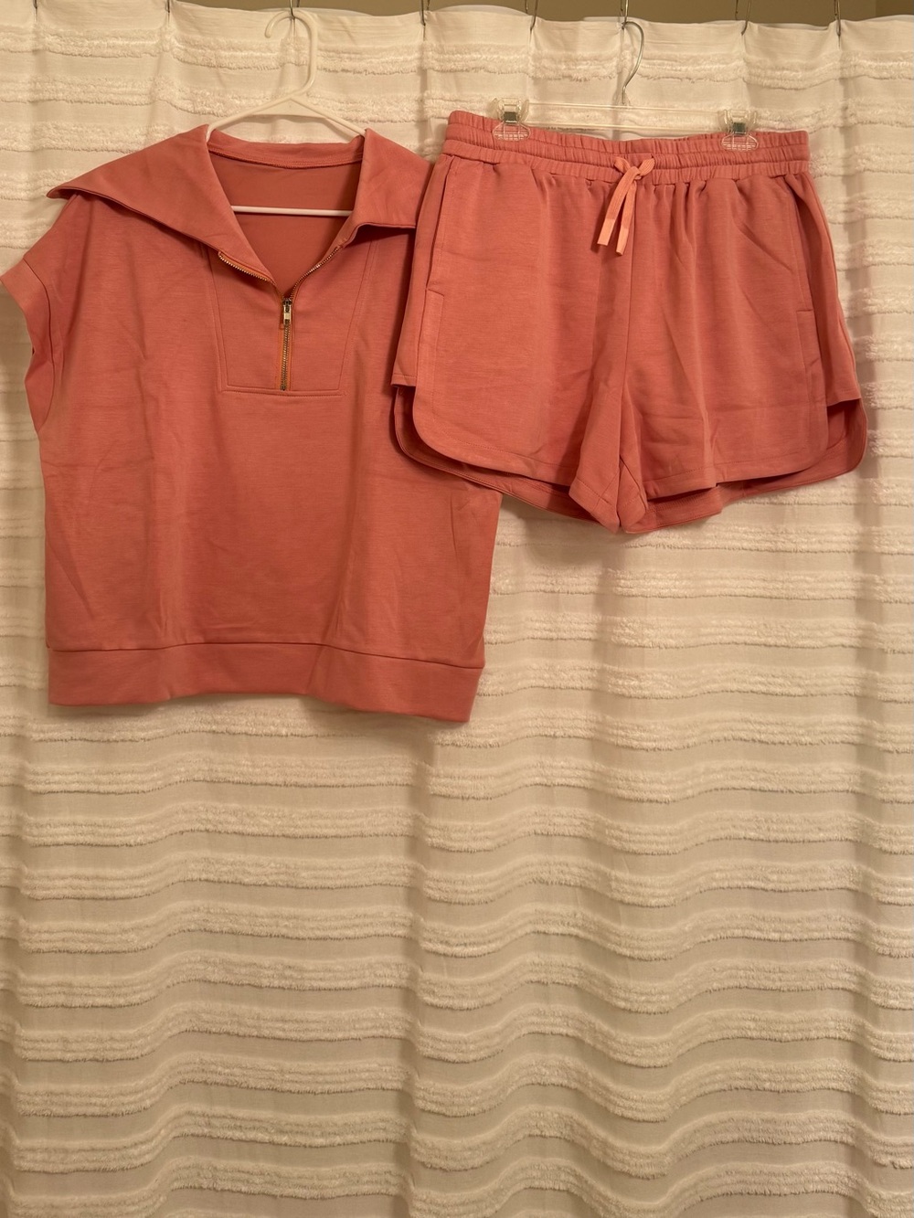 Light Coral Pink Rayon Blend Top and Short Set- XL